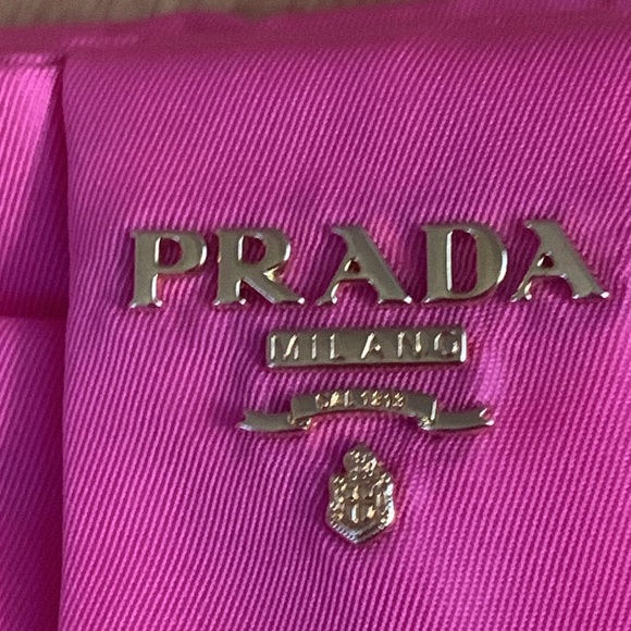Prada Tessuto Nylon Fiocco Clutch Wristlet Pink Bow with dustcover EUC - Picture 2 of 13